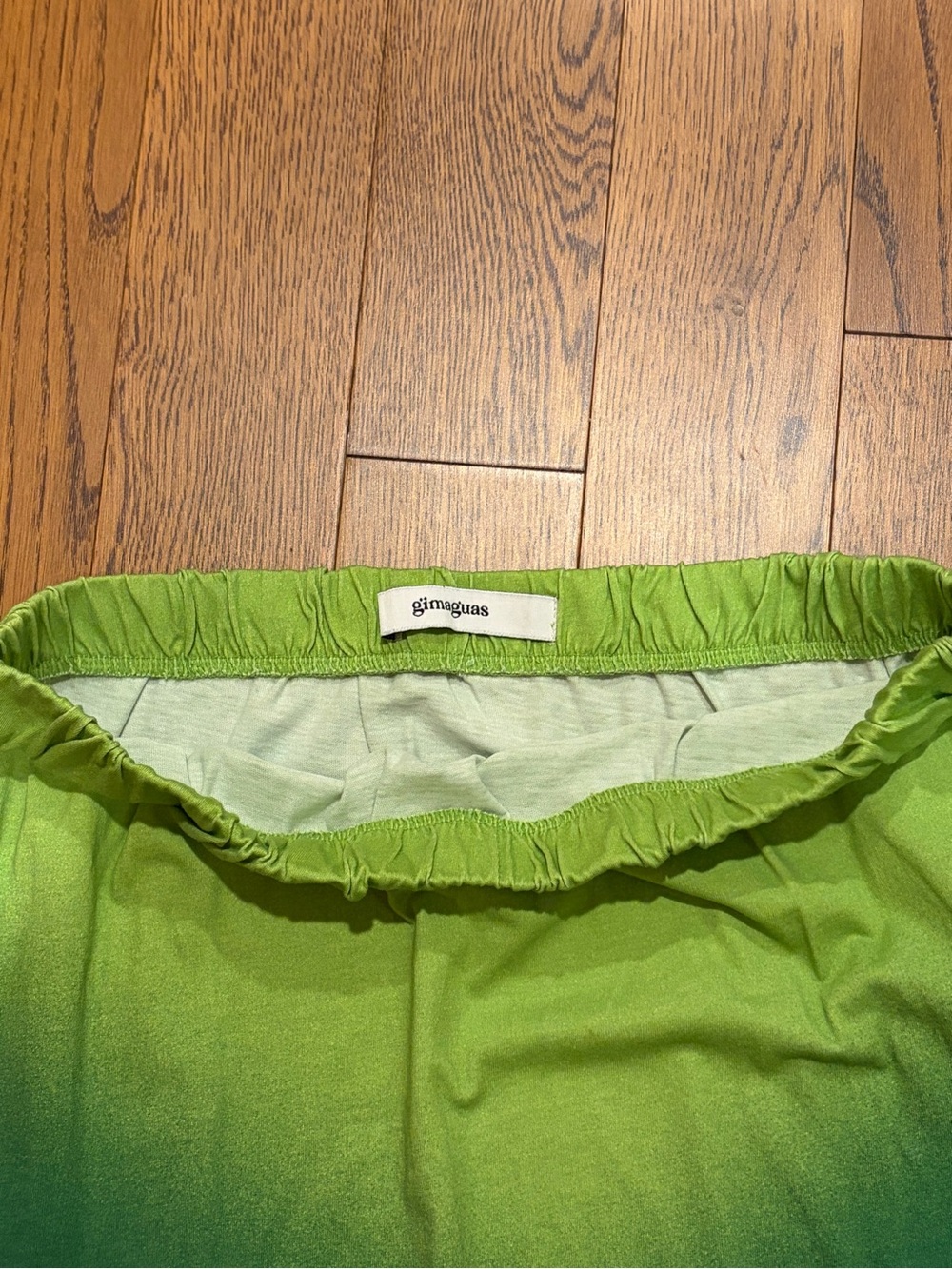 Gimaguas Green Ombre Floral Handkerchief Hem Dress with Orange Accents - Picture 2 of 2